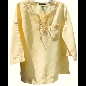 Lauren Ralph Lauren EUC Lace Up Linen Top